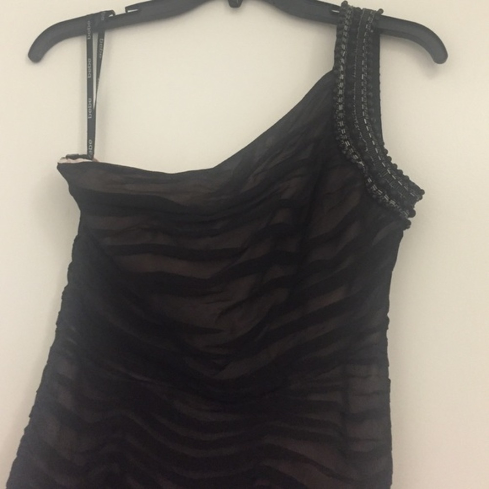 One shoulder black Bebe dress